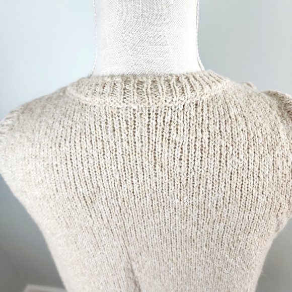 H&M Beige Shaggy Tassel Boho Hippy Festival Long Open Fringe Sweater Size Small - Picture 8 of 11